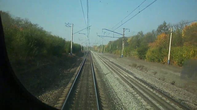 Участок о.п. Язёвка - ст. Тургеневка из задней кабины электропоезда ЭД4М смотреть онлайн