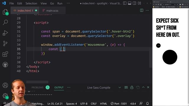 Awesome Mouse Spotlight Effect in JS & GreenSock смотреть онлайн