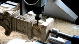 (Андис-техно) Четырех-осевой фрезерный ЧПУ станок. Фрезеровка колоны(балясины) из массива дерева