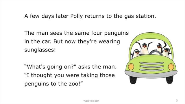 Four Happy Penguins - A Wordville Reading Comprehension Story