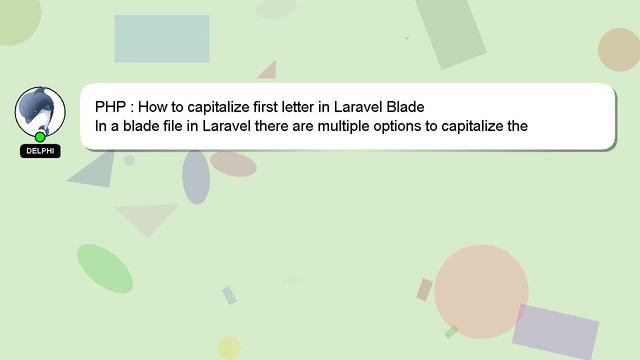 PHP : How to capitalize first letter in Laravel Blade смотреть онлайн