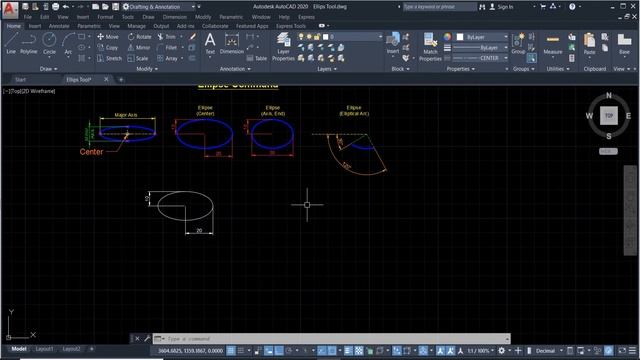How to draw ellipse tool in AutoCAD 2020 | creation of ellipse in AutoCAD Hindi | Ellipse tool смотреть онлайн