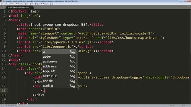 Curso WebMobile U3052 - Input Group Dropdown смотреть онлайн