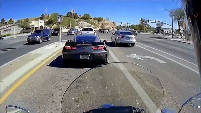 Corvette C7 Sounds-Truck Misses Bicyclist-Motovlog-Motorcycle Ride-Arizona смотреть онлайн