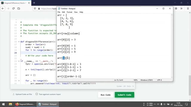 HackerRank - Diagonal Difference | Solution Explained | Python смотреть онлайн