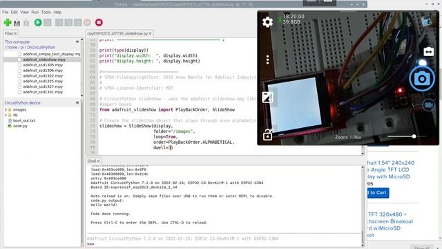 ESP32-C3/CircuitPython/ST7735, display bmp in slideshow, and using OnDiskBitmap/adafruit_imageload. смотреть онлайн