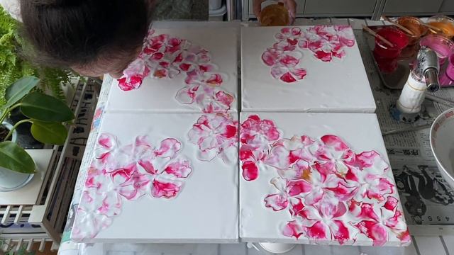 🌸CHERRY BLOSSOMS on x4 Wood Panels🌸Balloon Smash🎈✨Acrylic Fluid Art Tutorial (#34) смотреть онлайн