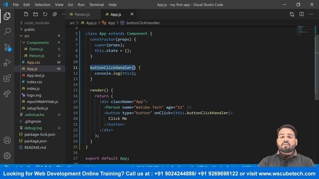 Event Handling with Method in React JS [HINDI] | React JS Tutorial #10 смотреть онлайн