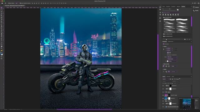 I made a CYBERPUNK poster! - How it’s made (Photoshop) смотреть онлайн