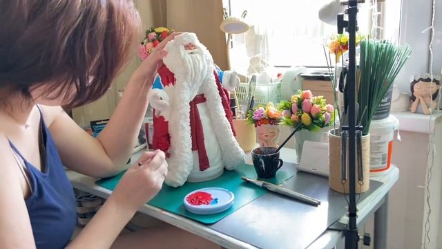 Начинаю роспись деда Мороза из ваты ❤️ смотреть онлайн