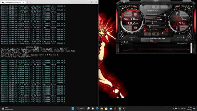 Rtx 4080 PNY Xlr8 Conflux hashrate overclock settings смотреть онлайн