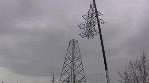 Монтаж опоры ЛЭП на улице Буденного.Стройка.Новая дорожная развязка.Керчь.