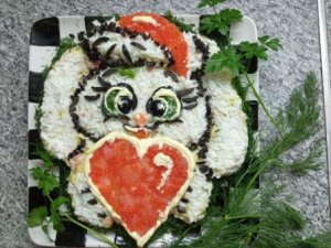 Салат на Новый год Заяц Кролик 2023 Мастер класс Салат из форели.mp4