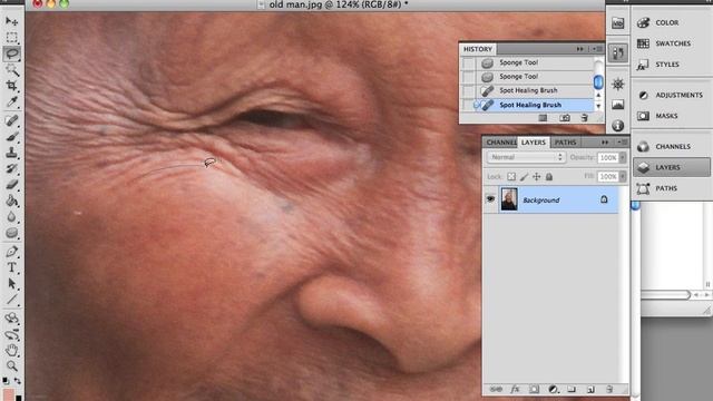 Photoshop CS5 - Spot Healing Brush Tool смотреть онлайн