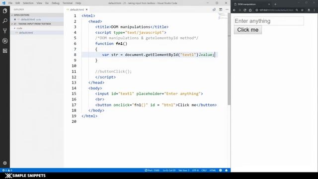 21 - Taking Input From Textbox in JavaScript | DOM Manipulations in JavaScript смотреть онлайн