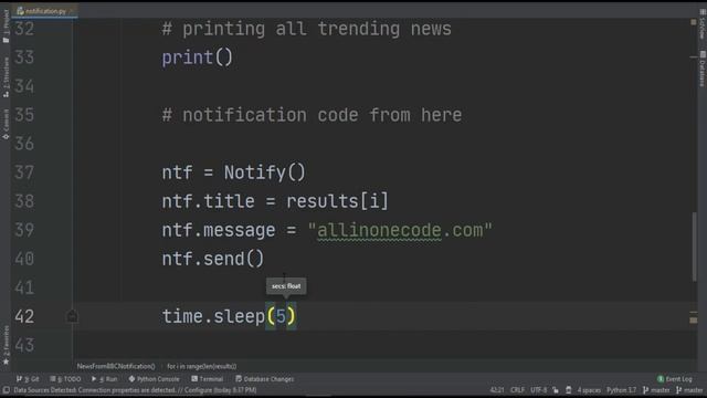 Python Program To Get Latest News Notification Pc | Python NotifyPy API |AIOC смотреть онлайн