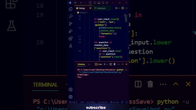 Make a basic chat-bot with a JSON file using Python. смотреть онлайн