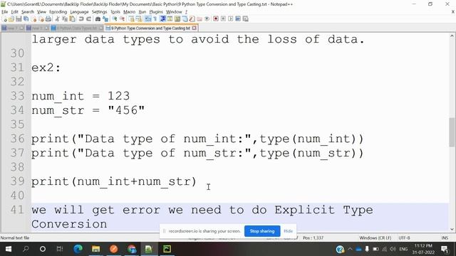 Basic Python 9: Python Type Conversion and Type Casting смотреть онлайн