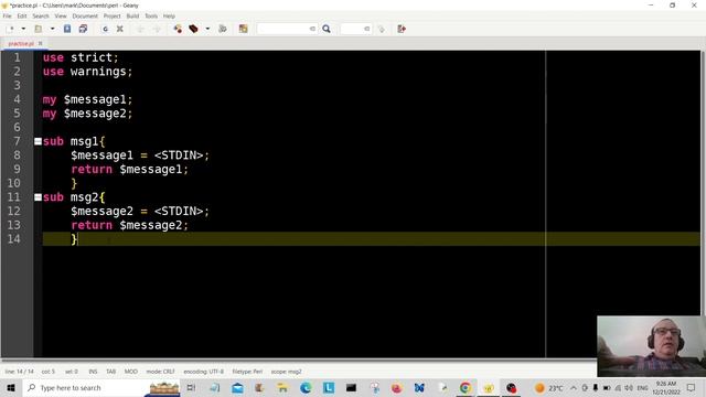 Perl Sub Routine Return Function STDIN Code Example 2022 смотреть онлайн