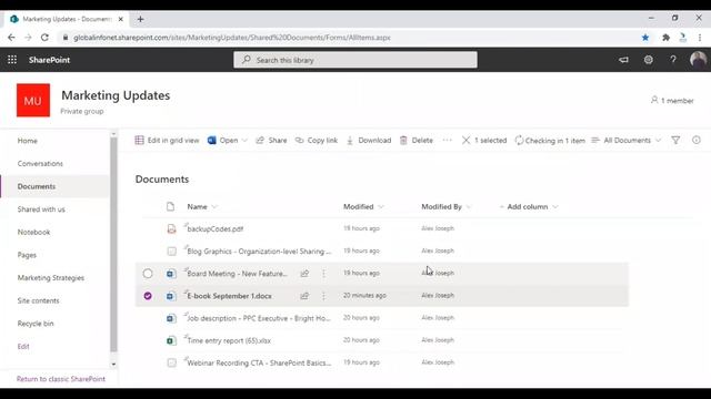 How to Check-Out and Check-in Documents in SharePoint Online - Tutorial смотреть онлайн