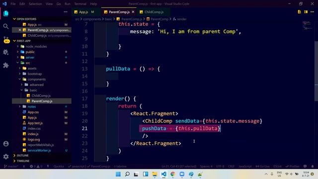 #23 Communicating between Parent and Child Component | React Tutorial For Beginners in hindi смотреть онлайн