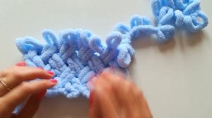 Плед из Ализе Пуффи узором "Плетенка".