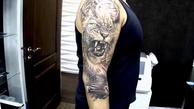 Татуировки от BLACK STYLE TATTOO! Плечо. Лев. смотреть онлайн