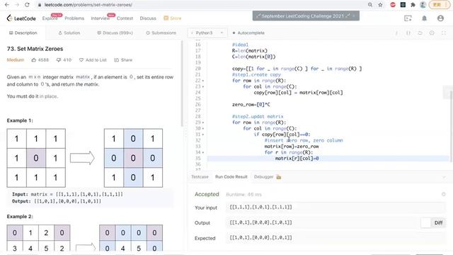 [Essential LeetCode Questions] Set Matrix Zeros : O(m+n) + O(1) follow-up смотреть онлайн