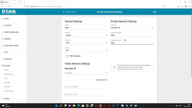 Dlink DIR615T Port Forwarding