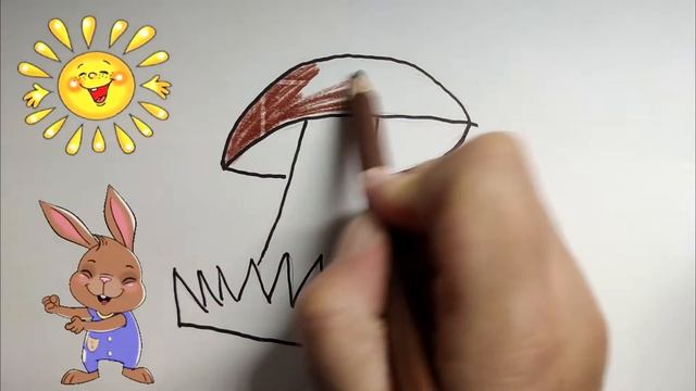 Як намалювати простий малюнок БІЛИЙ ГРИБ/ГРИБ БОРОВИК для дітей/Easy drawing for kids/MUSHROOM смотреть онлайн