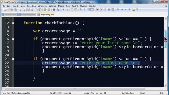 Form Validation with JavaScript - Check for Multiple Empty Text Fields смотреть онлайн