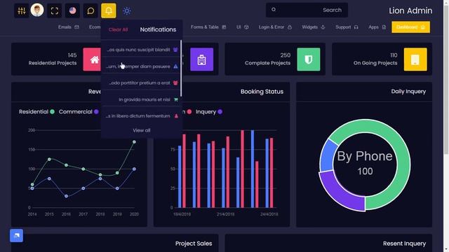 Bootstrap Admin Templates Dashboard with RTL Dark Theme смотреть онлайн