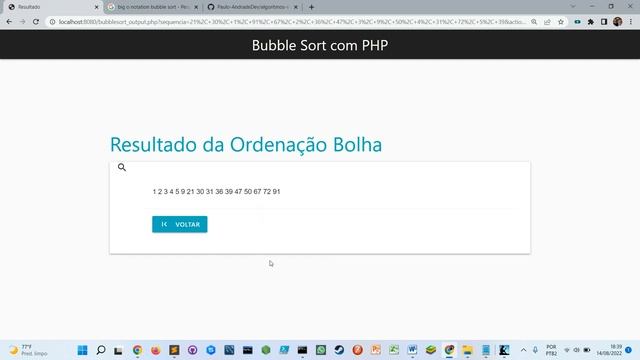 Bubble Sort com PHP смотреть онлайн