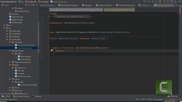 Восстановление пароля – ч5 - Symfony 3 (UserBundle #17) смотреть онлайн