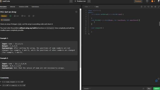 Sort an array | LeetCode | Merge Sort Explained #leetcode #competitiveprogramming #algorithm смотреть онлайн