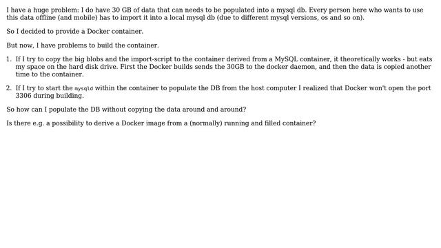Building a docker container with a 30 GB database смотреть онлайн