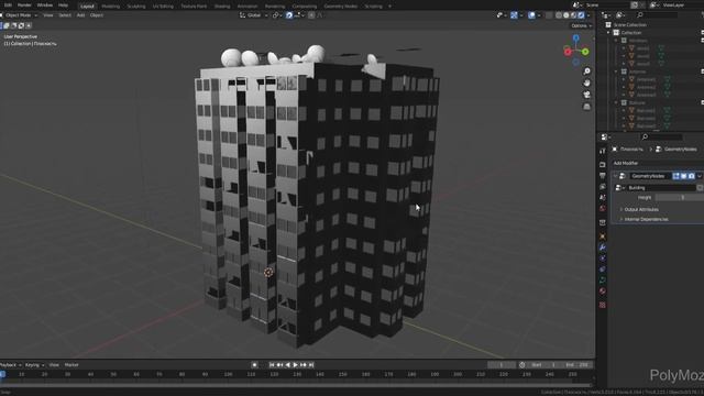 Blender - Geometry nodes Building, Блендер - здание смотреть онлайн