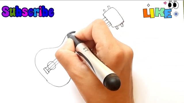 drawing a guitar | гитара салу | рисовать гитару | رسم الغيتار | eine Gitarre zeichnen смотреть онлайн