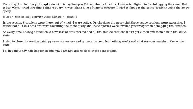 Databases: Connections remain active even after terminating the session in Postgres смотреть онлайн