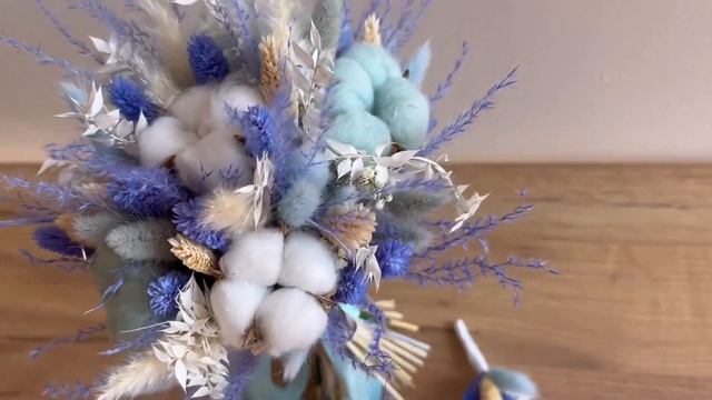 Свадебный букет, который не вянет! Букет сухоцветов с бутоньеркой смотреть онлайн
