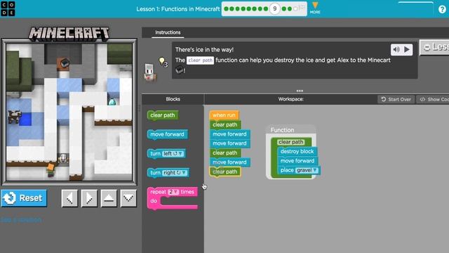 Code.org - Course F (2019) - Lesson 1: Functions in Minecraft 7-12 смотреть онлайн