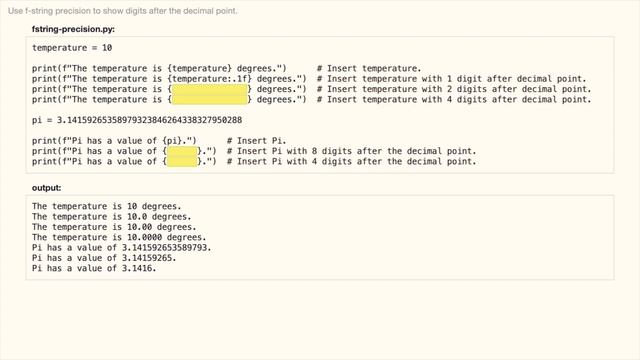 f-string digits after decimal point - Python Exercise for beginners смотреть онлайн