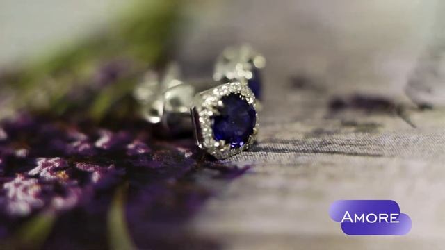 Сапфировые пусеты с бриллиантами из белого золота | Классический дизайн смотреть онлайн
