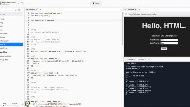 11 Use body-parser to Parse POST Requests - FreeCodeCamp Solution - Basic Node & Express - FCC смотреть онлайн