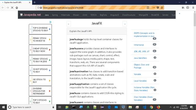 Explain the JavaFX API.
| javapedia.net смотреть онлайн