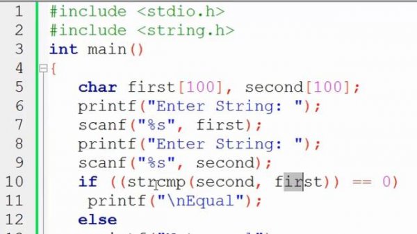 Compare two string using strcmp function