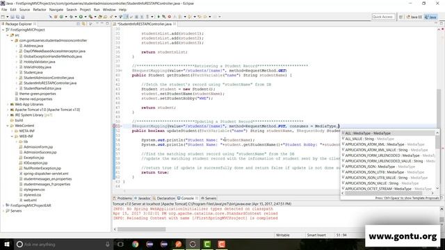 Spring MVC Tutorials 42 - Web Services 12 ( @RequestMapping using Consumes ) смотреть онлайн
