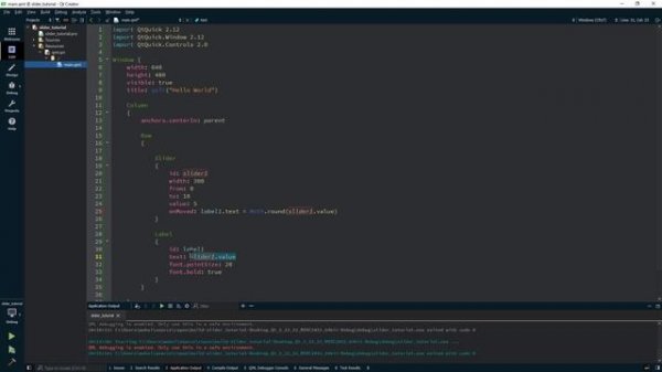 Slider in QML, Qt/QML Tutorial
