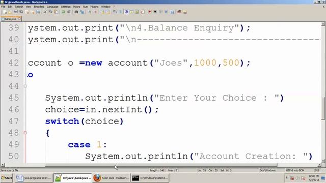 BCA Program : Creating Bank Account Using Switch Case In Java Tamil смотреть онлайн