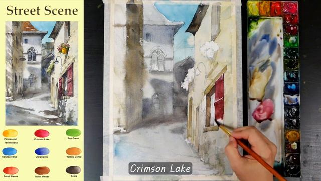 [ 3minute Watercolor ] Landscape Watercolor - Street Scene (sketch & color name view) NAMIL ART смотреть онлайн
